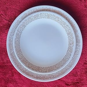 Set of 2 Corelle by Corning, Woodland Brown. Dinner and Salad Plates.